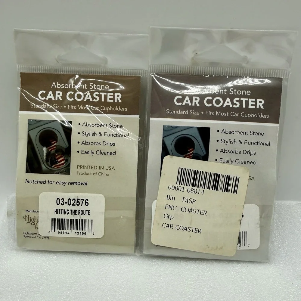 Highland Home Absorbent Stone Car‎ Coasters Truck Hitting The Route Lot of 2